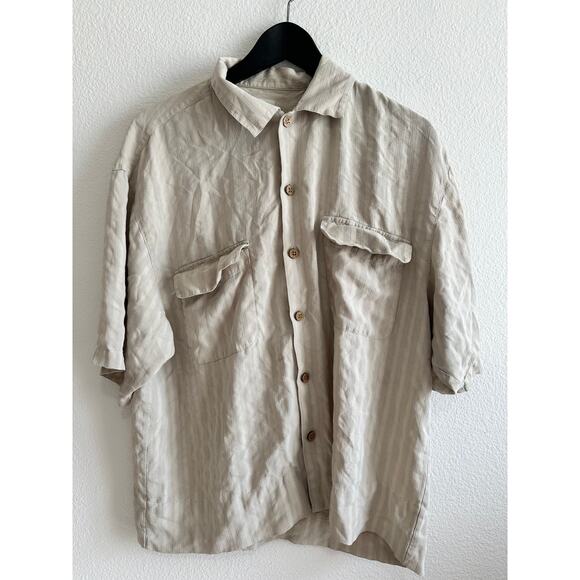 Tommy Bahama Mens Relax Fit Size M 100% Silk Blend Coconut Button Up Stitched - Picture 1 of 7
